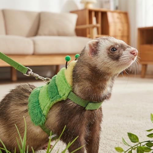 Ferret Harness and Leash Set Small Animals Vest Harness | with Safe Bell, Walking Clothes, for Baby Rabbit, Guinea Pig, Teacup Chihuahua, Mouse, and Other Small Pets