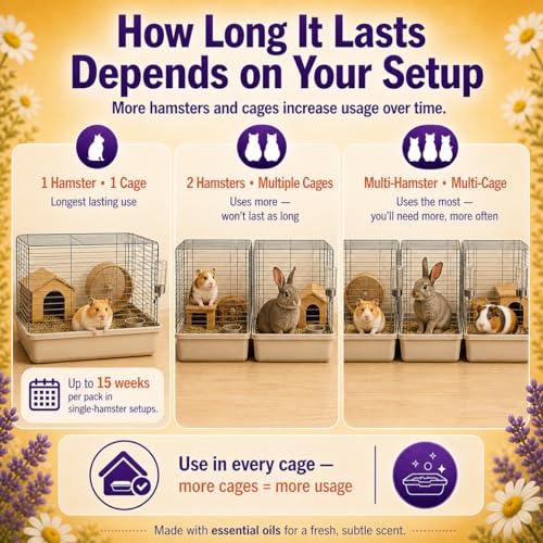 Hamster Odor Blaster | a New Generation Of Animal Bedding Deodorizer | Unique Slow Release Formula | Natural Fresh Scent - Lavender & Chamomile | Up to 15 Weeks Supply | 3 x 0.5oz bags