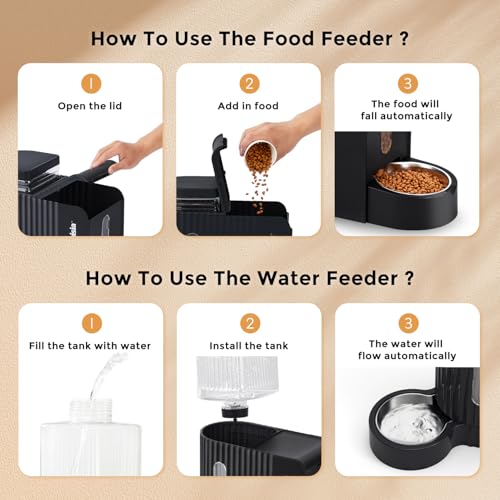 ZOMISIA Gravity Cat Food and Water Dispenser, 2 in 1 Automatic Cat Feeder