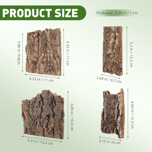NOLITOY Reptile Bark Climbing Platform 4 Pcs Natural Tree Bark Terrarium Decor for Small Pets Snake Lizard Tortoise Hideout and Habitat Accessories