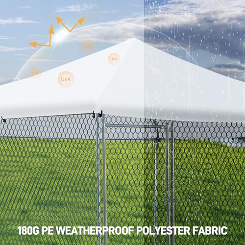 Outvita Large Metal Chicken Coop, Chicken Run, 3 x 11.4 x 8.6FT | Waterproof Cover, Heavy Duty Steel Frame, Large Poultry Cage for Dog Kennel, Duck Coop and Hen House - color: Silver, size: 156.0"L x 136.8"W x 103.2"H
