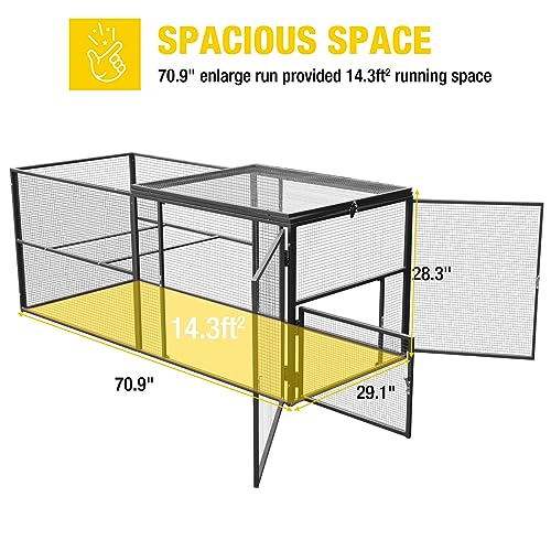 Aivituvin Chicken Run Chicken Coop Expansion Pen 71in,Outdoor Enclosure Playpen for Chicken, Rabbit, Duck, Cats, Chicken Run Only (Black, AIR29) - color: Black, size: AIR29