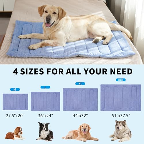MARUNDA Dog Cooling Mat, No Need to Freeze Or Refrigerate This Cool Pet Pad Cat Mats- Keep Your Pet Cool, Machine Washable (Blue, 28" x 20" - M-Crate) - color: Blue, size: 28" x 20" - M-Crate