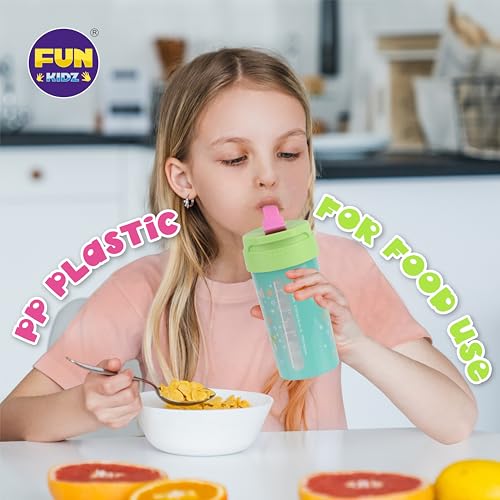17oz Fairy Kids Water Bottle, Toddler Spout Cover and Carry Handle Design Lid Leak Proof BPA free Cup for Girls Ages 3+ Dishwasher Safe for Sports School Travel Made of Plastic with Silicon Straw