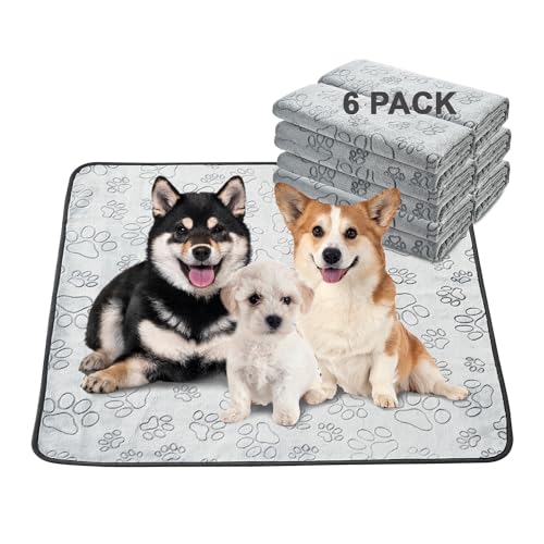 Reusable Puppy Pads, Washable Pee Pads, Leakproof 34"x 36" 6 Pack | High Absorbency Dog Training Pads, Wee Wee Pads With Waterproof Non-Slip Base For Indoor Potty, Crates, Playpen & Senior Dogs - size: 34x36(pack of 6)-Gray