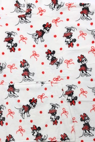 Jay Franco Wearable Throw Blanket – Oversized Plush Hooded Blanket with Pocket, Ultra Soft Cozy Fleece Throw for Lounging, Travel, White - Minnie Mouse, 34x38 - Adult - color: White - Minnie Mouse, size: Adult