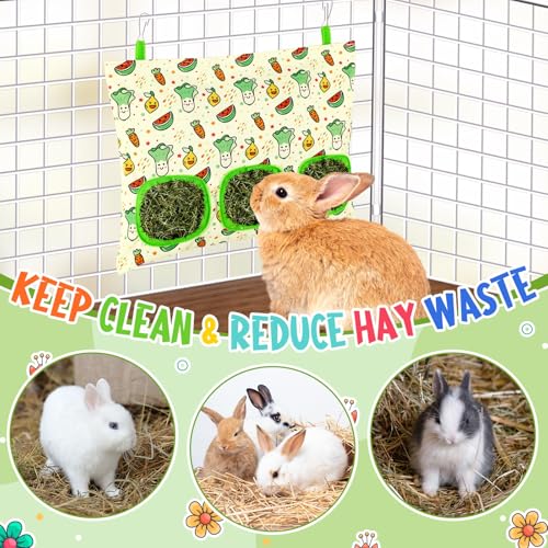 UPINS 2 Pack Guinea Pig Hay Feeder Bag,Bunny Rabbit Cage Bag Hanging Holder | Guinea Pig Cage Feeder,for Bunny Rabbits,Chinchillas,Hamsters,Small Pets,and Animals - color: Red Green, size: 34 x 28 cm