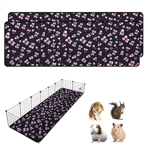 2 Pack Waterproof Guinea Pig Cage Liner, 24" x 72" Washable Reusable Guinea Pig Liner, Super Absorbent Leak-Proof Pet Pee Pad Mats for Guinea Pigs Rabbit Chinchilla Bunny Hamster - size: 24*72 inch 2pack