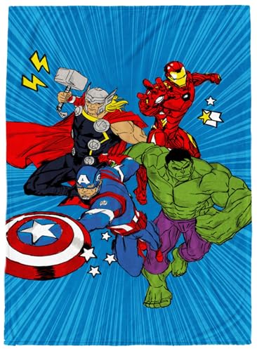 Jay Franco Kids Plush Throw Blanket – Soft & Cozy Fleece Throw for Bedroom & Couch Décor, Official Licensed Product, Blue - Avengers, 60x90 - Large Blanket - color: Blue - Avengers, size: 60x90 - Large Blanket