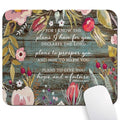 for I Know The Plans I Have for You Mouse Pad, Rustic Wood Floral Desk Mat | Jeremiah 29:11 Religious, Christian Bible Verse Scripture, Inspirational Quote, Motivational, Rustic Teal, 9.5"x 7.9" - color: Bean Green