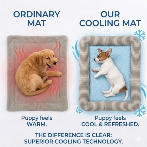 Dog Cooling Mat for Summer, Self Cooling Ice Silk Pet Bed Mat for Crate, Sofa & Car Seats, Breathable Washable Pressure Activated Cool Pad for Small, Medium, Large Dogs and Cats (Pink Mat, Small)