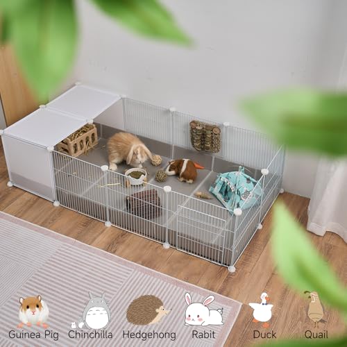 Guinea Pig Cages with Corrugated Liner 10ft CNC Small Animal Playpen Indoor Bunny Rabbit Cage Large Critter Habitat Hedgehog Pet Hutch 55x28x14inch