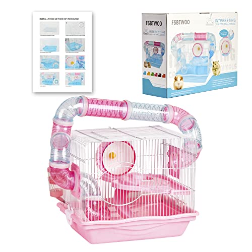 Hamster Cages, A Wire Rat Cage with a Large Space for Dwarf Hamsters, Guinea Pig, Gerbils, Mouse or Other Small Animal Cage. - color: Pink