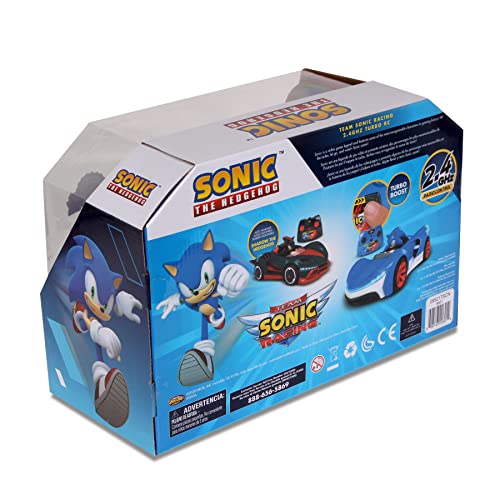 NKOK Sonic the Hedgehog RC Car 2.4GHz with Turbo Boost, Ages 6+ | Team Sonic Racing 601 radio control car - working lights, rubber tires, adjustable front wheel alignment, officially licensed - color: Blue