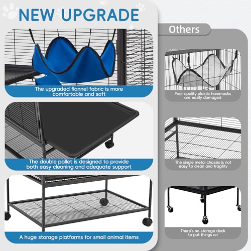 HABUTWAY 36.5''H Large Metal Rolling Ferrets Cage, 2-Tiers Small Animal Cages, Cage for Rats/Chinchillas, 0.5'' Bar Spacing for Ferret,Small Animal Cage w/Removable Ramp & Platform - size: 30.3"L x 20.5"W x 36.0"H