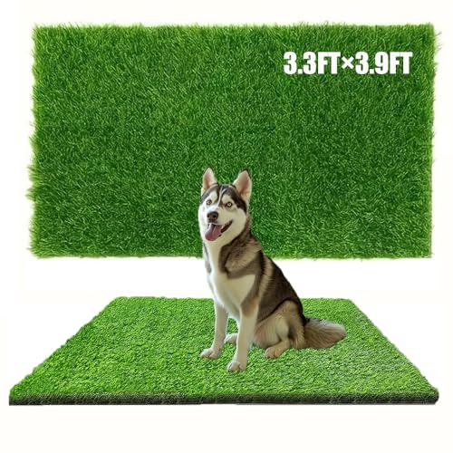 Antenat Artificial Grass for Patio & Pets,3.3×3.9FT Fake Grass Indoor Outdoor,Realistic High-Density Durable Artificial Turf Carpet for Dogs Pets Garden Lawn Lands（39.3" x 47.2"）