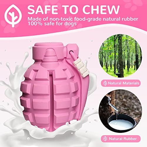Dog Toys for Aggressive Chewers Large Breed, Fun to Chew (Pink) | German Shepherd, Indestructible Interactive Treat Dog Toys for Large Medium Breeds, Food Grade&Tough Rubber, Chase and Fetch - color: Pink