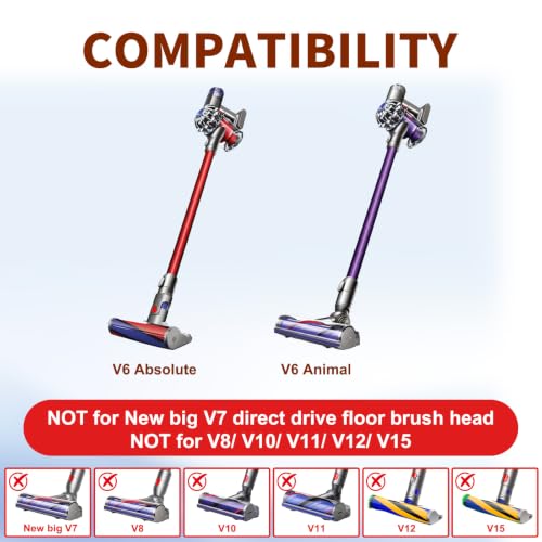 For Dyson V6 Replacement Parts: Brush Roller For Dyson V6 Roller Brush Replacement Animal Absolute Cordless Vacuum Attachments, Part No. 966821-01, 966084-01 (4-Prong, tip is 45mm)