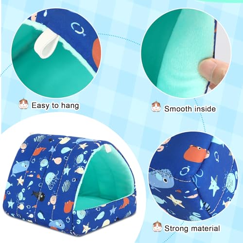 UPINS 2 Pack Guinea Pig Bed,Guinea Pig Hideout | Washable Small Animal House Cage Accessories,for Dwarf Rabbits Chinchillas Hamsters Hedgehogs Ferrets - color: Blue Orange, size: 9.84 x 9.84 inch
