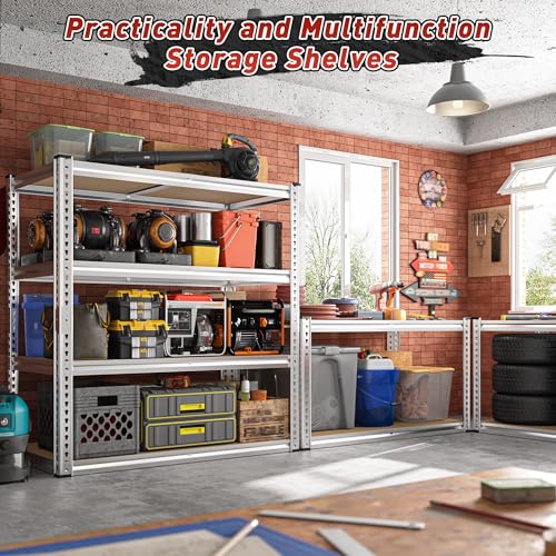 REIBII 40"W Storage Shelves,Adjustable Garage Shelving Rustproof For Pantry | 4-Tier Metal Shelving,Rust-resistant,5MM Thick for Closet Kitchen Basement Laundry,40" W x 19.7''D x 60''H, Silver,2000LBS - size: 40"W x 19.7"D x 60"H