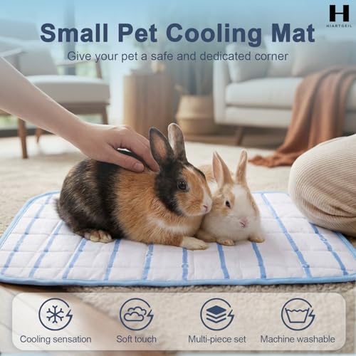 8 Pack Small Animal Cooling Mats, 17 x 11.6 Inch Washable Rabbit & Guinea Pig Cage Pads, Soft Pet Mats for Carrier, Crate and Travel