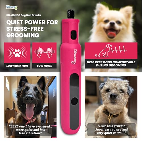 Diamondg Micro Dog Nail Grinder - Quiet Sound with LED Light, Pink | 5-Speed Rechargeable Pet Nail Trimmer for Small & Large Dogs, LCD Display, USB-C Charging, 4hrs. Runtime Rotary Tool - color: Micro - Pink