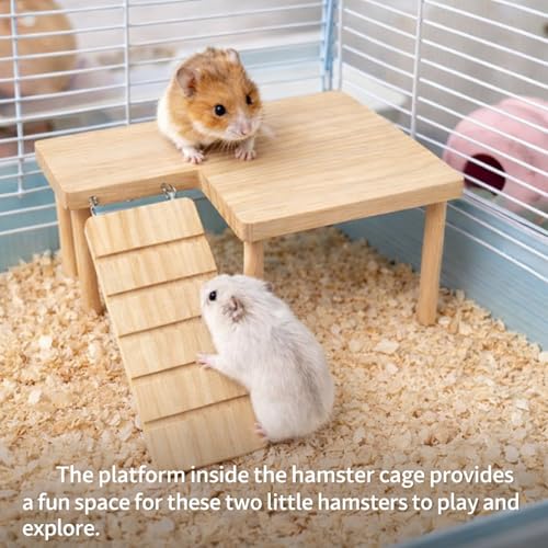Hamster Platform, Small Wooden Hamster Cage Accessories, Elevated Resting Area for Hamster Cages, Pine Material Construction for Small Animal Habitats