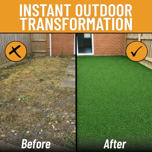 Ottomanson Artificial Grass Runner Lite 31" x 32' | Fake Grass for Pathway, Side Yard & Patio Border, Outdoor Turf Runner with Drainage Holes, UV Resistant - size: 32-ft