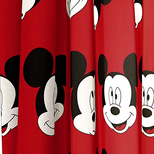 Jay Franco Kids Window Drapes - 4 Piece Curtain Set Includes 2 Tiebacks, Beautiful Bedding Room Décor and Easy Set Up, Red - Mickey Mouse, 84 Inch