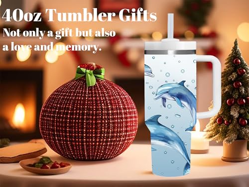 AMZUShome Dolphin Gifts.40oz Dolphin Tumbler with Handle.Dolphin Lover Cup Gift.Birthday Christmas Dolphin Tumblers Gift for Women Men. - style: Dolphin