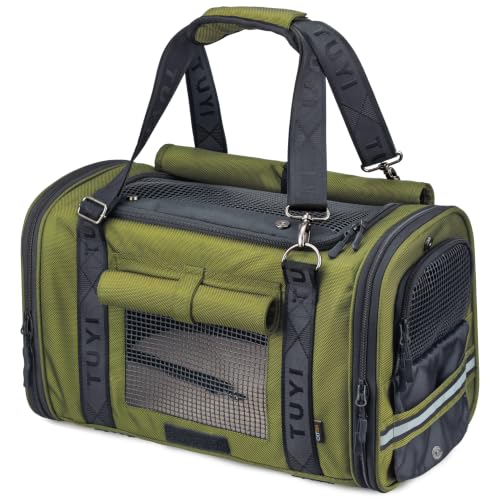 Soft-Sided Cat Carrier for Anxious Cats, Privacy Flaps 17x9.5x10.5in | 1680D Nylon, Metal Hardware, Reinforced Resin Mesh, Locking Zippers & Anti-Sag Base for Vet, Car and Under-Seat Air Travel.