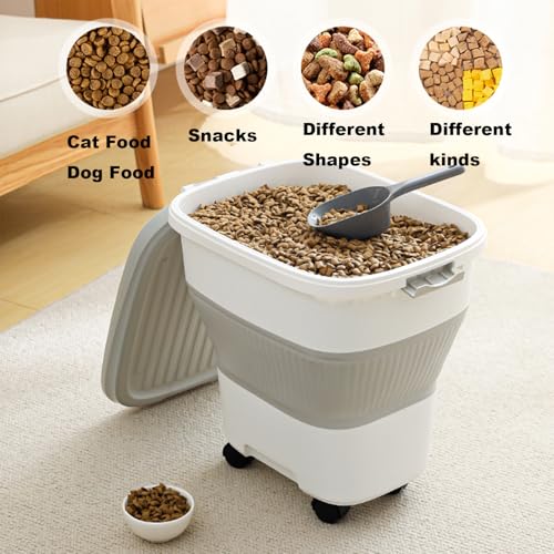 SEWIU 2pack 35 lbs Dog Food Storage Container,Collapsible Dog Food Container with Scoop,Pet Food Storage Containers to Keep Dry Food Fresh,Easy to Move - color: 2-35LB-Gray