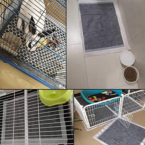 kathson Rabbit Pee Pads Disposable Cage Liners 50PCS All Absorb Black Carbon Odor Control Bunny Training Accessories with Quick-Dry Surface for Puppy Guinea Pig Kitten Hedgehog Small Animals - size: 17.7" x 23.6" / 50PCS
