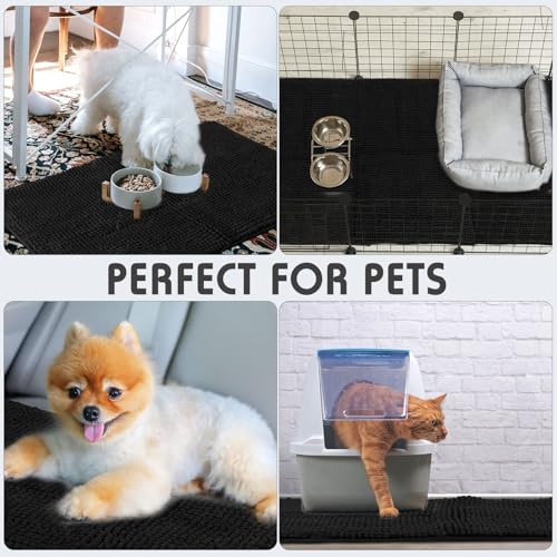 4 Pcs Guinea Pig Cage Liner 16 x 24 Inch Washable Chenille Pee Pads Pet Dog Cat Bedding Training Mat Reusable for Small Animals Puppy Bunny Hamster Chinchilla - color: Black, size: 16 x 24 Inch, style: Low Pile Chenille