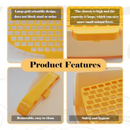 15.1"X11.0" Large Rabbit Litter Box,Plastic Square Rabbits Potty Trainer with Bigger Pan Bunny Corner Toilet Box with Small Animal Disposable Liner for Guinea Pigs Hamster Chinchilla(Orange) - color: 【Orange】