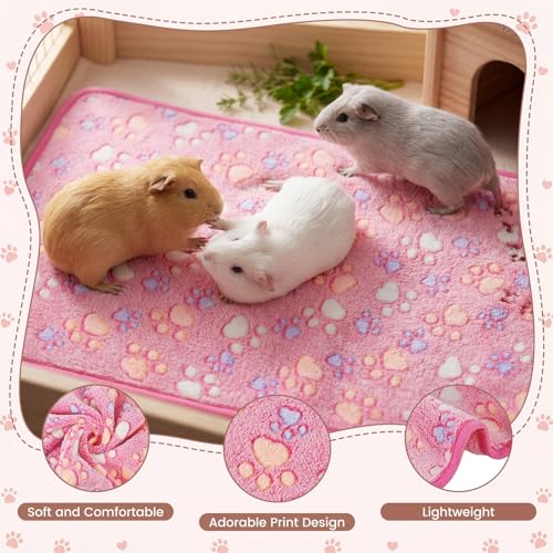 8 Pcs Guinea Pig Cage Liners Washable Fleece Pads 24 x 16 Inches | Reversible Bunny Scratch Pads and Cage Floor Mats, Designed as Enrichment Toys for Indoor Rabbits to Scratch, Rest and Play