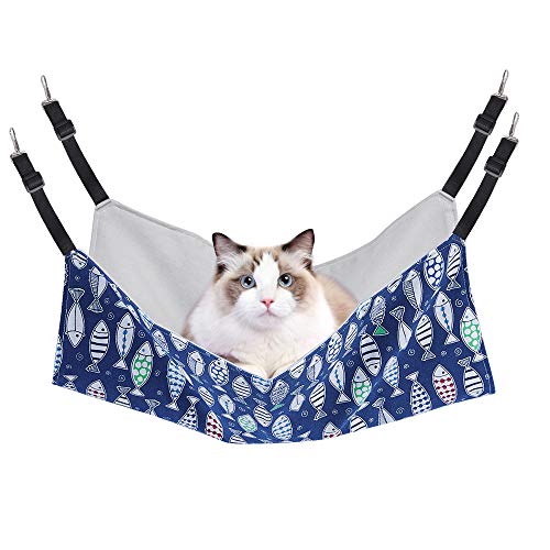 Cat Hammock Bed for Cage, 22x18 inch Adjustable Hanging Cat Hammock | Reversible Soft Perch Pad, Ideal for Indoor Cats, Kittens, Ferrets, Puppies & Small Pets, Suited for Rest & Sleep
