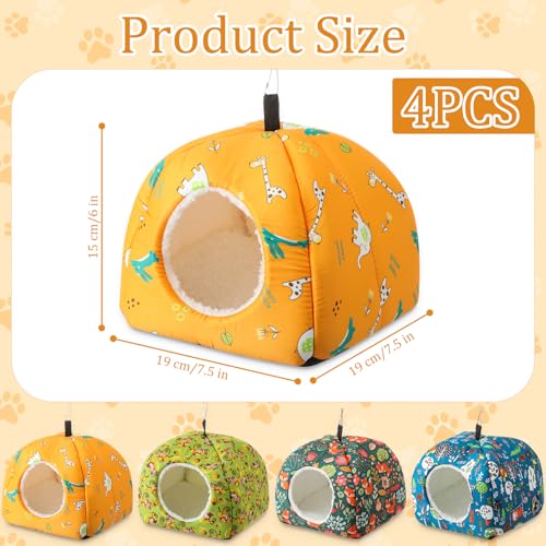 Novabright 4 Pack Guinea Pig Hideout Bed Dwarf Rabbit Bed Sleeping Fleece House Washable Cave Cage Accessories for Little Bunny Ferret Chinchilla Hedgehog(7.5x7.5x6 Inches,Animal Style) - size: 7.5x7.5x6 Inches, style: Animal Style