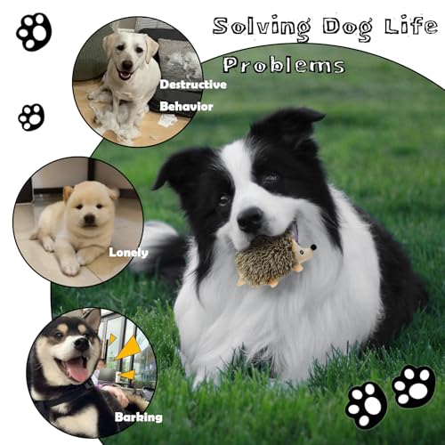 Dog Hide and Seek Toys Puppy Chew Squeaky Toys Plush Mushroom&Bamboo&Shell Hideout Stuffing with Squeakers Animals (3Pcs Squeaky Hedgehog Brown) - color: 3Pcs Squeaky Hedgehog Brown