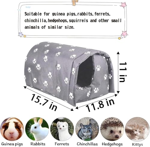 Hamiledyi Bunny Cave Bed Small Animal Warm Nest Habitats Guinea Pig Hideouts Stray Cats Shelter Cage Accessories for Hamster Cats Rat Mice Chinchilla Flying Squirrel (Grey)