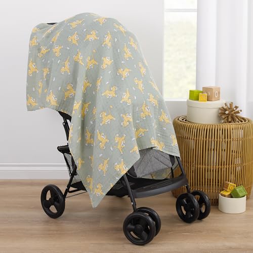 Disney Lion King 3 Piece Muslin Baby Swaddle Blanket Set 44x44 100% Cotton White - color: Lion King Sage