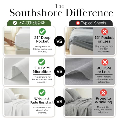 Southshore Fine Living, Inc. 4-Piece, 21-Inch Deep Pocket Twin Sheets Set with Fitted Sheet, Soft Microfiber, Oversized Flat Sheet, 2 Pillow Cases Standard Size, Hotel Collection Twin Bed White Sheets - color: 01 - White, size: Twin