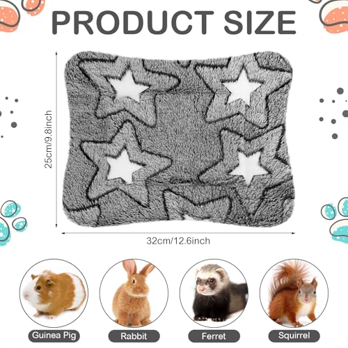 Haull 4 Pcs Waterproof Guinea Pig Bedding Soft Dog Cat Bed Crate Mat Small Animal Plush Cage Liners Rabbit Bunny Kennel Pad Reversible Cozy Pee Thickened Hamster Pad(Double Star,13 x 10 Inch) - size: 13 x 10 Inch