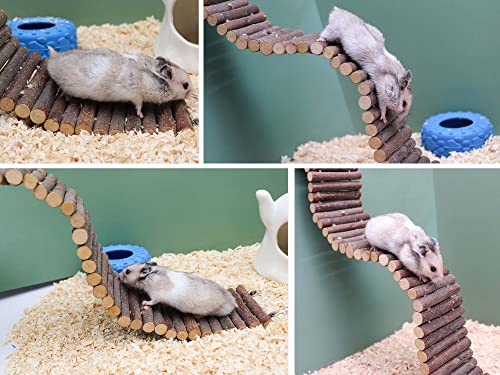 Rat Ladder Bridge, Wooden Hamster Climbing Ladder Toy, Small Animals Cage Accessories for Bird Parrot Hamster Mouse Rat Sugar Glider Hermit Crab Sugar Glider Chinchilla(23.62x3.14 Inches) - color: Apple Wood