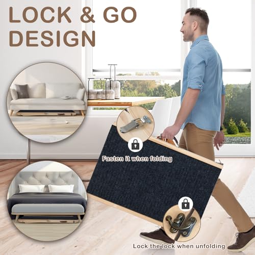 Foldable Dog Ramp for Bed, 4 Adjustable Portable Pet Ramps, 40" Long Pet Ramp for Small Dogs, for High Beds, Dog Step for Large Dogs Stairs for Car, Couch - size: 40 Inch Long