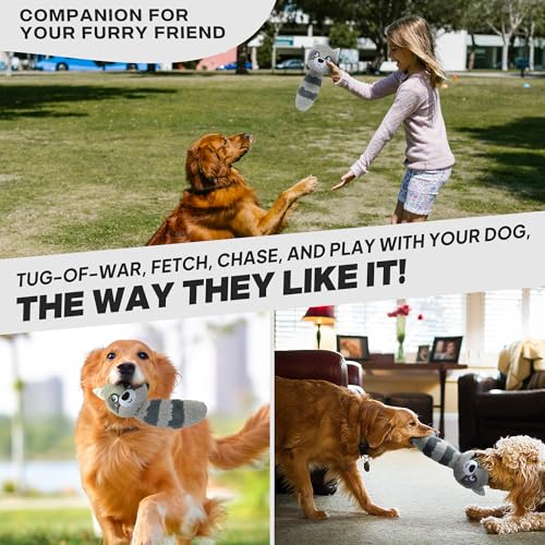 Fida Squeaky Dog Toys for Aggressive Chewers, 3 in 1, Tough Dog Ball | Dog Chew Toys with 3 Layers, to Keep Them Busy, Interactive for Small, Medium and Large Dogs, Gift Box, Raccoon - color: Grey Raccoon
