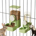 Hanging Automatic Pet Food Water Dispenser,Gravity Bunny Water Food Bowl Dispenser for Cage Kitten Rabbit,Puppy and Chinchilla Hedgehog Ferret (Green)