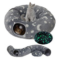 Cat Tunnel Bed for Indoor Cats with Washable Cushion Cat Cave Donut Tunnel with Fluffy Ball Big Round Tube Pet Playground Toys Soft Plush Peekaboo for Kitten, Cat, Puppy, Rabbit, Ferret（Moon Star） - color: Moon Star
