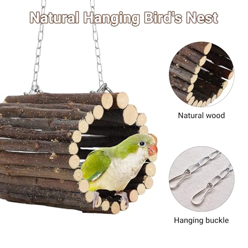 Fruit Wooden Bird Tunnel,Parrot Swing Toys,Hanging Bird Tree Caves, Birds Apple Wood Branches Tunnel,with Parakeets, Budgies, Finches, Cockatiels, Lovebirds,Hamster (3.76" in Diameter) - color: Apple wood