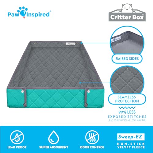 Paw Inspired Reversible Critter Box, C&C 2x3 (14-Inch Grids), Gray/Green | Washable Fleece Cage Liner, Raised Sides, Bedding for Guinea Pigs Rabbits, Hamsters, Small Animals, Edge Protected Pee Pads - color: Gray/Green, size: C&C 2x3 (14" Grids)
